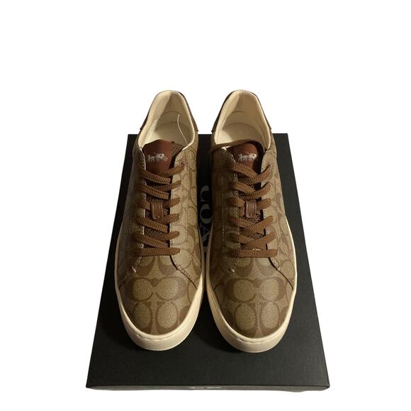 Coach Outlet Clip Low Top Sneaker Mens Size 11D Khaki/Saddle New in Box (G4949) - Picture 1 of 8